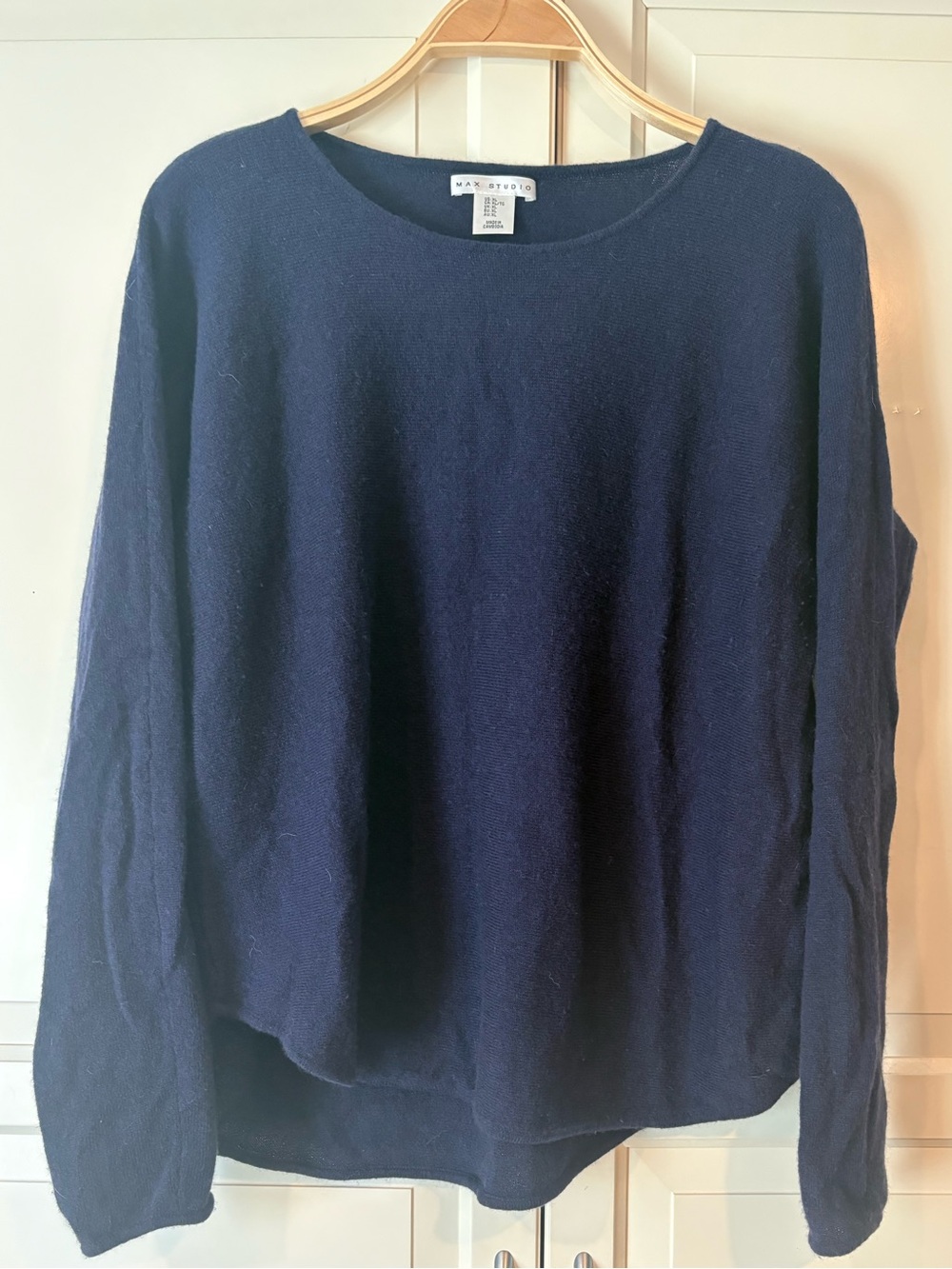 Max Studio Navy Scoop Neck Crew Sweater